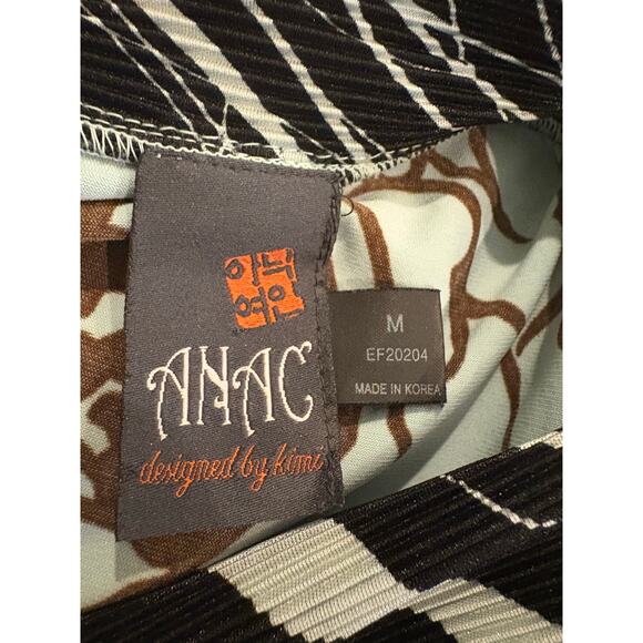 ANAC Designed by kimi Size Medium Floral and abstract blue brown Y2K Blouse EUC - Picture 5 of 5